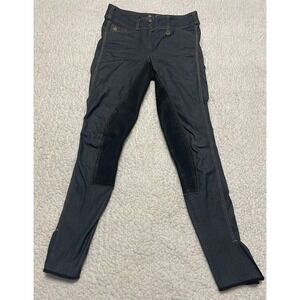PRESTIGE SCHOELLER Womens sz 26L Black Leather Equestrian Breeches Riding Pant